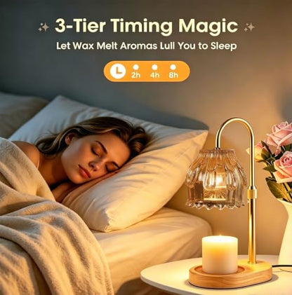 Adjustable Height Candle Warmer Lamp with Timer and Dimmable Light