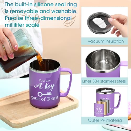 12-Pack Inspirational 17oz Coffee Mug Set with Handles Lids & Straws - Bulk Employee Appreciation Gift