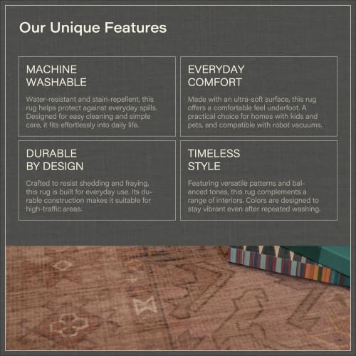 Terracotta Taupe 2x6 Hallway Runner Rug Farmhouse Rustic Boho Non-Slip