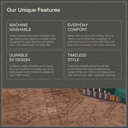 Terracotta Taupe 2x6 Hallway Runner Rug Farmhouse Rustic Boho Non-Slip