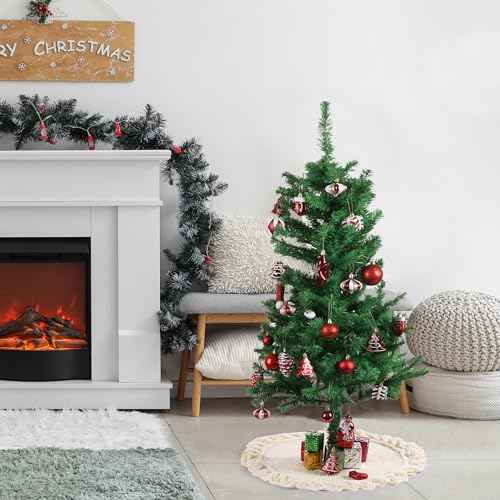 Mr. Pen- Christmas Tree Skirt 24 inches, Cream Knitted Christmas Skirt Tree, Xmas Tree Skirt, Christmas Skirts for Xmas Trees, Skirt for Christmas Tree, Small Tree Skirt Small, 24 Inch Tree Skirt