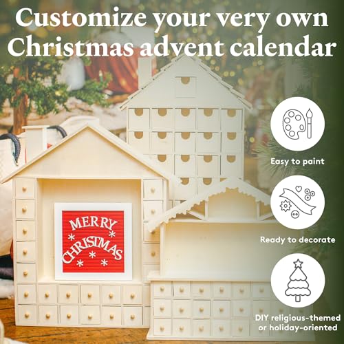Sleigh Wooden Advent Calendar 12x20 Inch - Holiday Craft Decor, Variation of THIS listing
