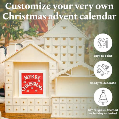 Sleigh Wooden Advent Calendar 12x20 Inch - Holiday Craft Decor, Variation of THIS listing