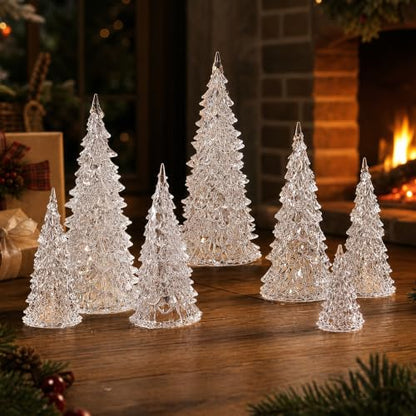 8 Pcs Clear Acrylic Christmas Tree Set - Tabletop Holiday Decor