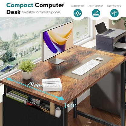 Small Computer Desk 31 Inch Gaming Desk for Home Office - Rusic Brown