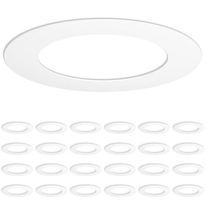 Amico 24 Pack Goof Rings for 6 Inch Recessed Lights White Can Light Goof Trim Ring, Outer Diameter 8.6-inch, Inner Diameter 6.2-inch, Durable Plastic Design, Flush Mount