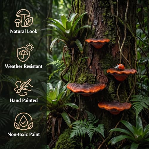 Resin Floating Mushroom Shelves Set - Rustic Wall Decor & Small Storage