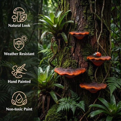 Resin Floating Mushroom Shelves Set - Rustic Wall Decor & Small Storage
