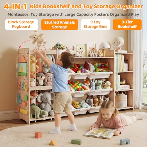 Kids Toy Storage Organizer & Bookshelf with Stuffed Animal Storage