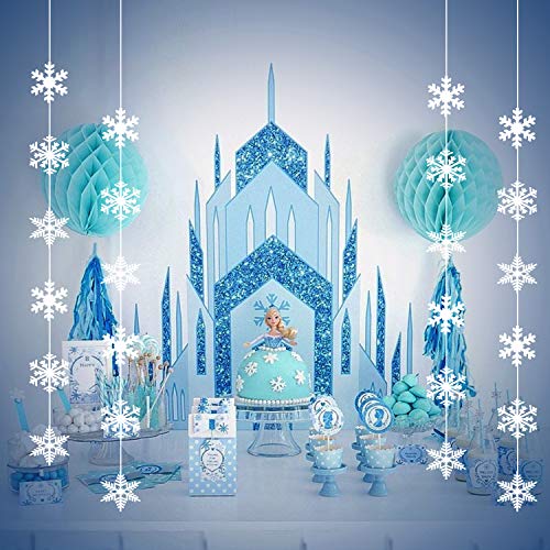 Snowflake Garland Decorations for Winter & Christmas Party Supplies, 12 Pack