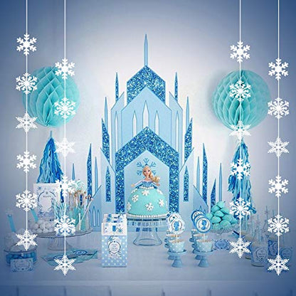 Snowflake Garland Decorations for Winter & Christmas Party Supplies, 12 Pack