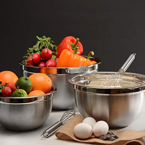 Ybmhome YBM HOME Stainless Steel Mixing Bowl - Premium Polished Mirror Nesting Metal Bowl for Cooking and Serving, Stackable for Convenient Storage-0.75 Quart, 2532, silver (2532vc)