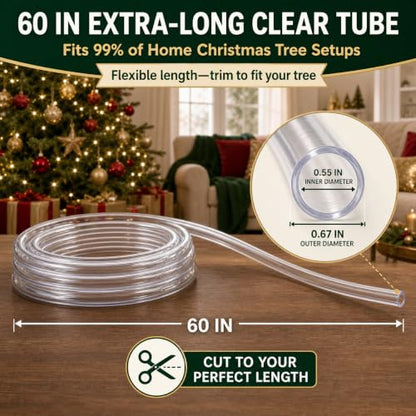 Christmas Tree Watering System with Clear PVC Tube, Collapsible Funnel & Reusable Ties