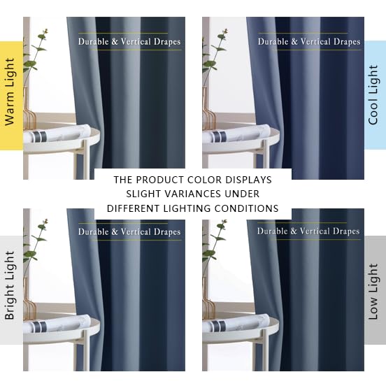 NICETOWN Room Darkening Curtains 108 inch Length - Grommet Thermal Insulated Window Treatments Solid Panels for Living Room/Bedroom/Villa, Stone Blue, W52 x L108, 1 Pair