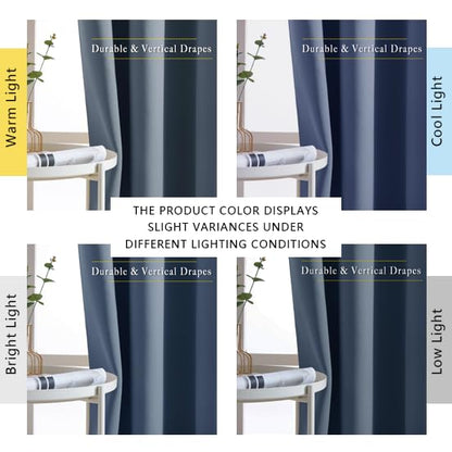 NICETOWN Room Darkening Curtains 108 inch Length - Grommet Thermal Insulated Window Treatments Solid Panels for Living Room/Bedroom/Villa, Stone Blue, W52 x L108, 1 Pair