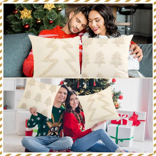 Christmas Pillow Covers 18x18 Set of 2 Beveeer Boho Tree Design