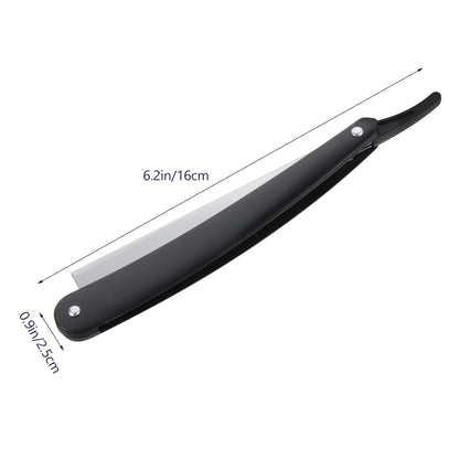 Uonlytech Manual Straight Edge Razor - Portable Black Barber Blade for Precise Shaving & Beard Styling