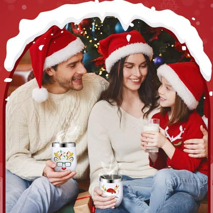 Christmas Insulated Stainless Steel Tumblers with Lids & Straws - 4 Pack
