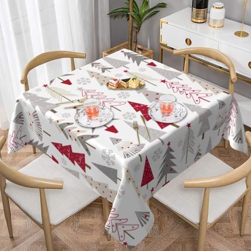 Christmas Tablecloth Square 60 x 60 Inch - Christmas Tree Pattern Holiday Decor - Sunshineyan