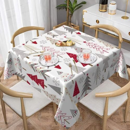 Christmas Tablecloth Square 60 x 60 Inch - Christmas Tree Pattern Holiday Decor - Sunshineyan