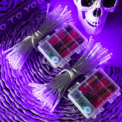 Purple Fairy String Lights Battery Operated Halloween Decor - 26ft with 8 Modes