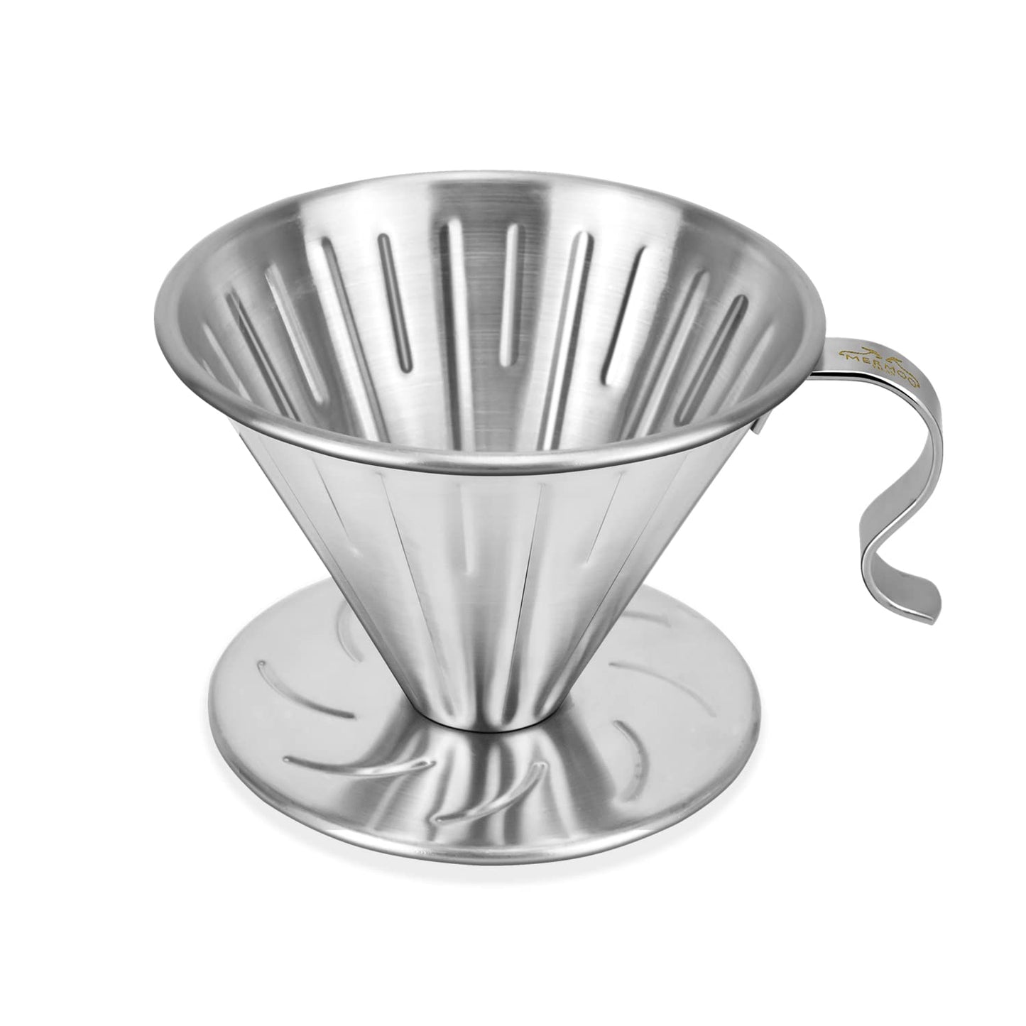 MERMOO YILAN Pour Over Coffee Dripper Stainless Steel Metal Reusable Cone Coffee Filter Slow Brewing Accessories for Home Cafe Restaurants(L)