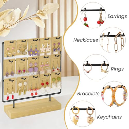 Jewelry Display Stand with 3 Tiers and 15 Hooks - Black