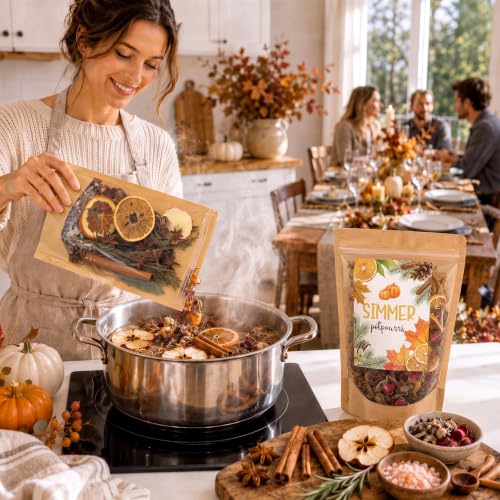 Fall Simmer Pot Mix with Dried Fruits and Herbs - Natural Aromatherapy Gift Set
