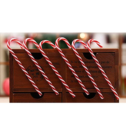 Plastic Candy Cane Christmas Ornaments - 12 Pack, Red & White Holiday Decor