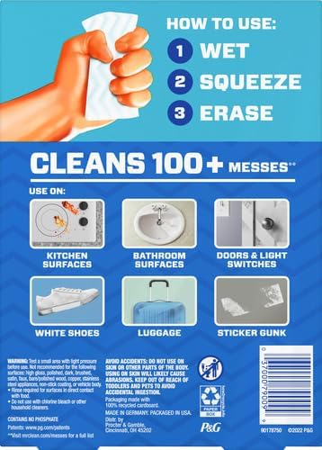 Mr. Clean Magic Eraser Cleaning Pads - Durafoam Technology, White, 12 Count (2 Packs)