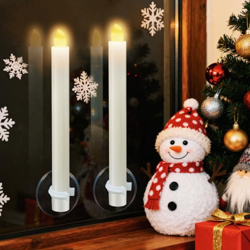 Gold Window Candles Set with Remote Timer - Battery Operated Flameless LED Lights