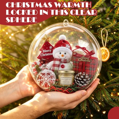 Large Clear Christmas Ornaments Balls - Fillable 6.3 Inch Jumbo Set of 4 - DIY Holiday Decor