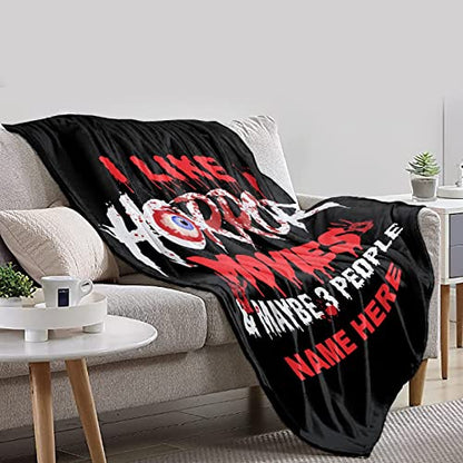 Pizza and Horror Movie Lover Blanket Soft Flannel Blanket Lightweight Plush Throw Air Conditioner Quilt for Women Men Couch Bed Sofa Decorative Blankets 60"x50" Medium for Boys Girls