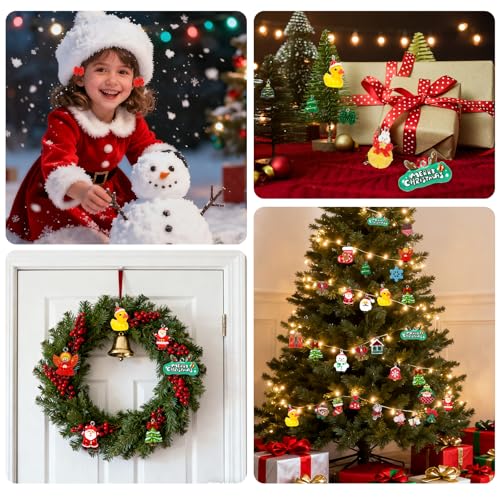 96 Pcs Mini Christmas Ornaments Set - Resin Tiny Tree Decorations & Figurines