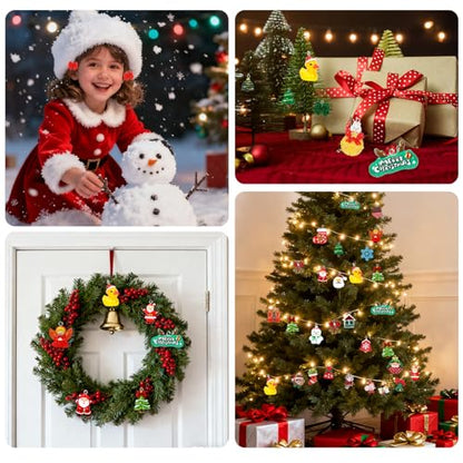 96 Pcs Mini Christmas Ornaments Set - Resin Tiny Tree Decorations & Figurines