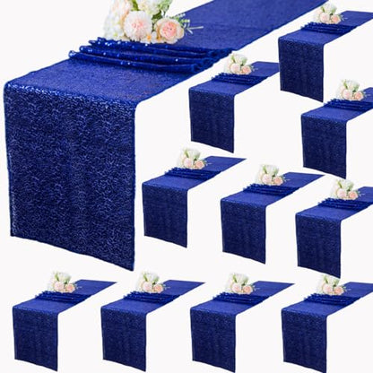 Blue Sequin Table Runners Pack of 10 12x108 Inches for Wedding & Party Decorations