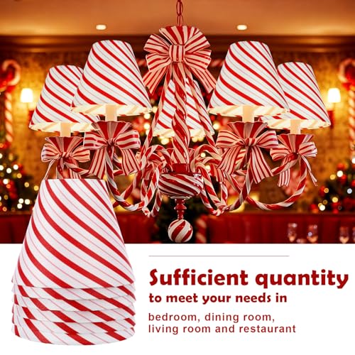 Christmas Lamp Shades Clip On Candy Canes 3x6x5 Inches - 6 Pcs Variation of 6 / Candy Canes