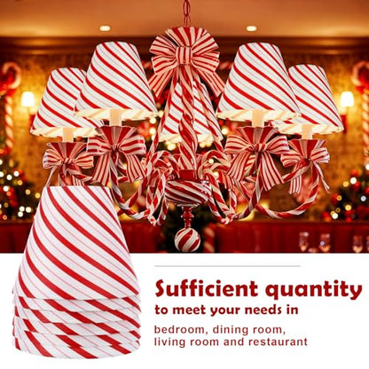Christmas Lamp Shades Clip On Candy Canes 3x6x5 Inches - 6 Pcs Variation of 6 / Candy Canes