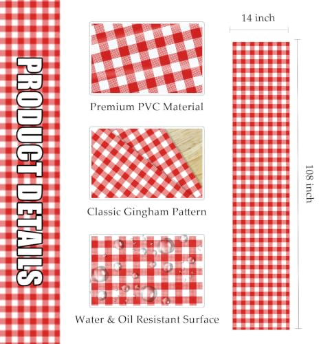 Red Gingham Disposable Table Runner Set - 3 Pieces for Party & Event Decor