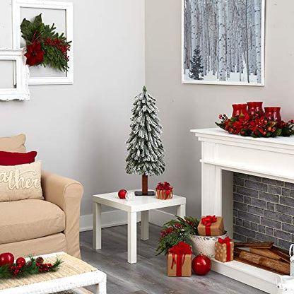 3ft Artificial Christmas Tree with Flocked Branches & Clear Lights