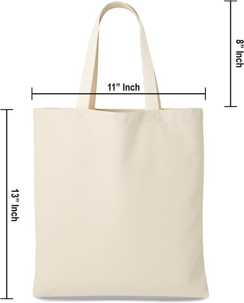 GiftExpress 12-Pack Natural Color Canvas Tote Bags - 13” x 11” | Perfect for DIY Crafts & Groceries