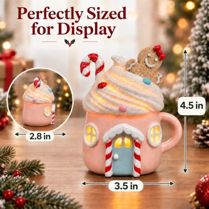 Lighted Gingerbread Cake House Christmas Decor - Resin Tabletop Display