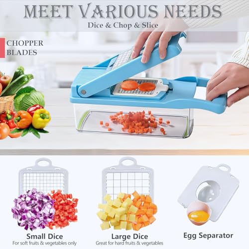 Vegetable Chopper Mandoline Slicer Kitchen Gadget with 10 Blades - Blue