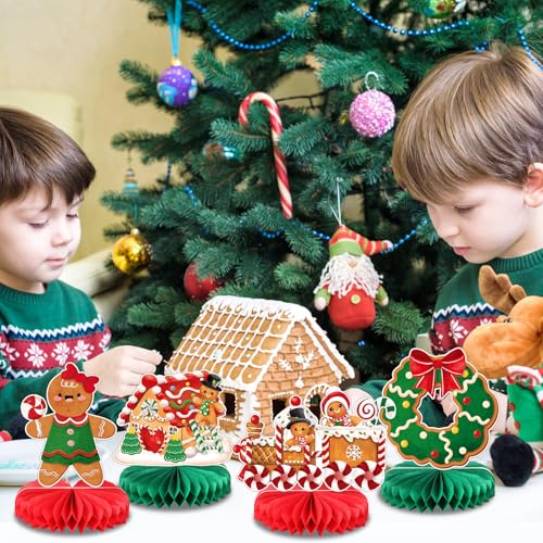 12 Pack Gingerbread Honeycomb Centerpieces for Christmas Party Decor