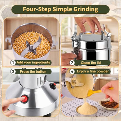 Electric Grain Mill Grinder 150g 850W 28000 RPM for Dry Grains and Spices