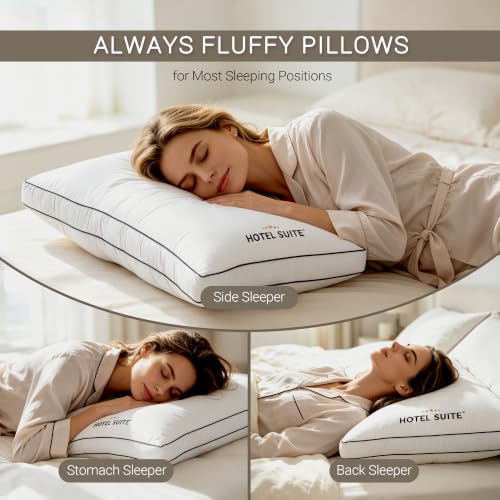 Queen Pack of 2 Hotel-Quality Support Bed Pillows - Soft Comfort, 400TC Cotton