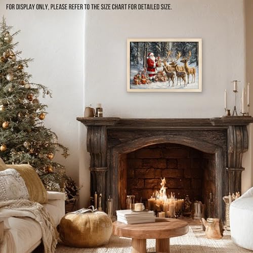 Christmas Framed Wall Art Santa Reindeer Snow Scene Canvas 16x24 - Variation of Framed Christmas Canvas-07