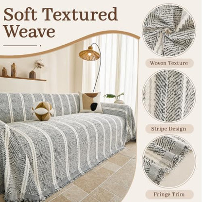 Warmstar Washable Chenille Sofa Cover for 3 Cushion Couch - Black 91x150