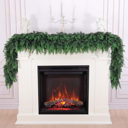 6 FT Artificial Cedar Garland - Real Touch Christmas Wreath, Green