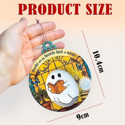 Handmade Ghost Ornament - Mini Halloween & Christmas Tree Decoration - Book Lover's Spooky Ghost with Quote - Variation: Ghost